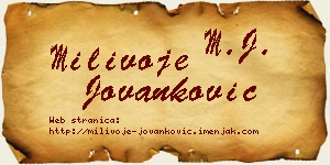 Milivoje Jovanković vizit kartica